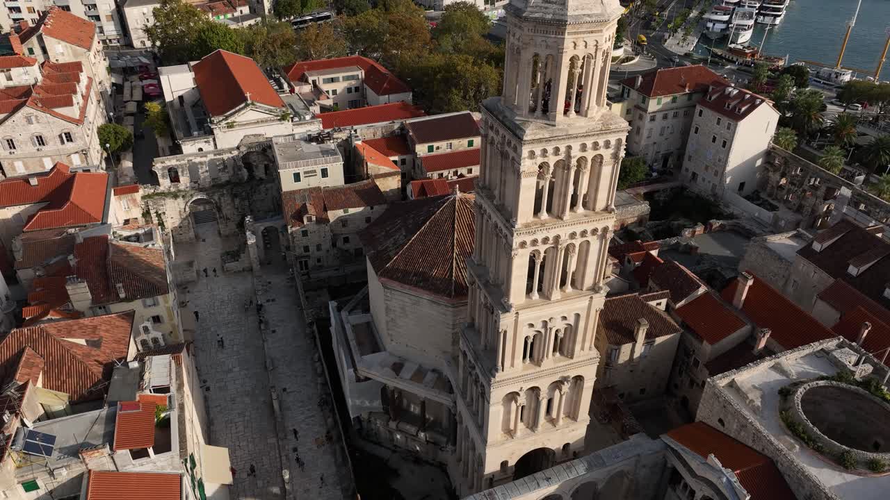 Bell Tower of Cathedral of Saint Domnius in Split, Aerial Orbit