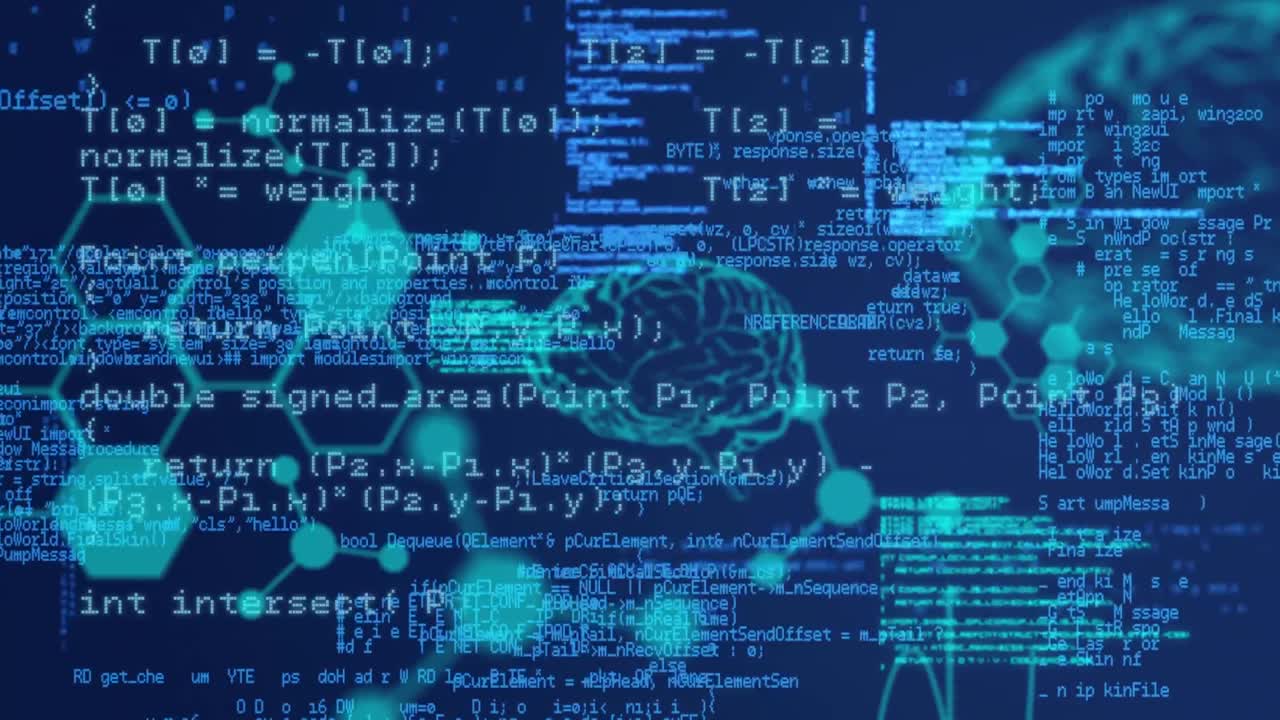 Digital animation of medical data processing against blue background