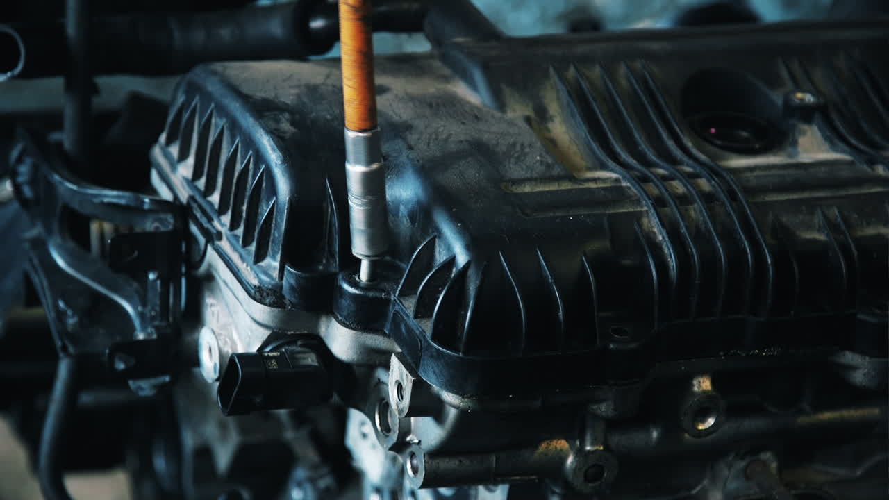 mecánico de automóviles repara el motor del automóvil