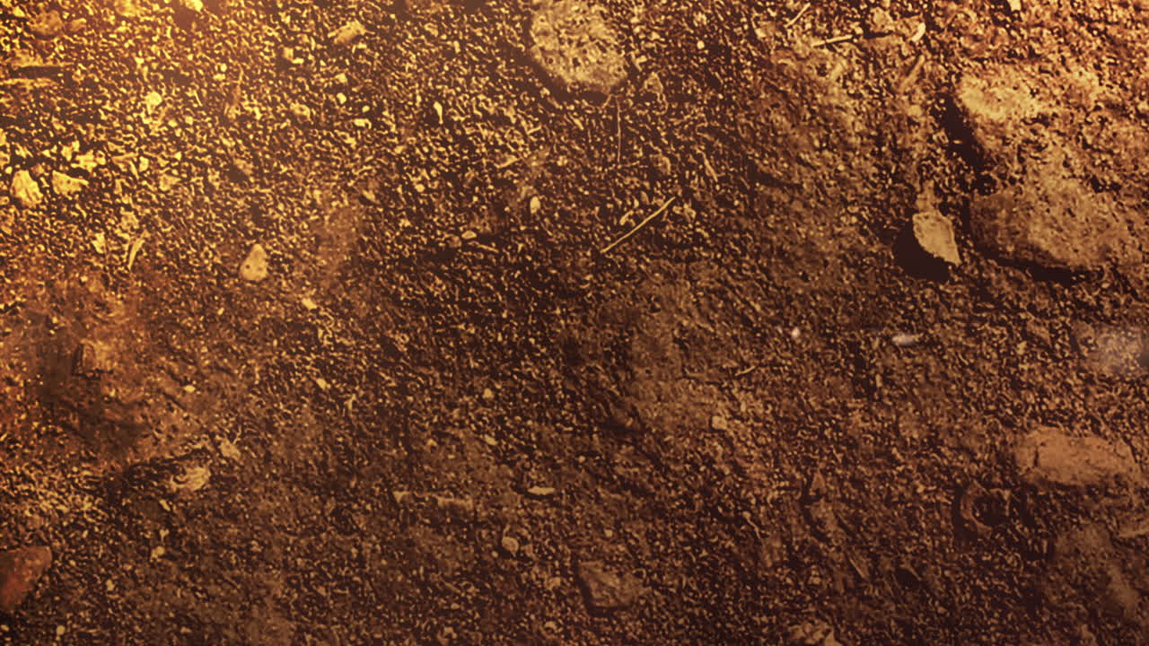 fondo cinematográfico con piedras y efecto de luz en el fondo del planeta con cámara de movimiento