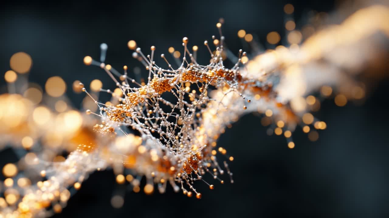 A Captivating Close-Up of Interconnected Molecules Showcasing an Intricate Web of Light and Texture, Highlighting the Beauty of Scientific Structures in Motion