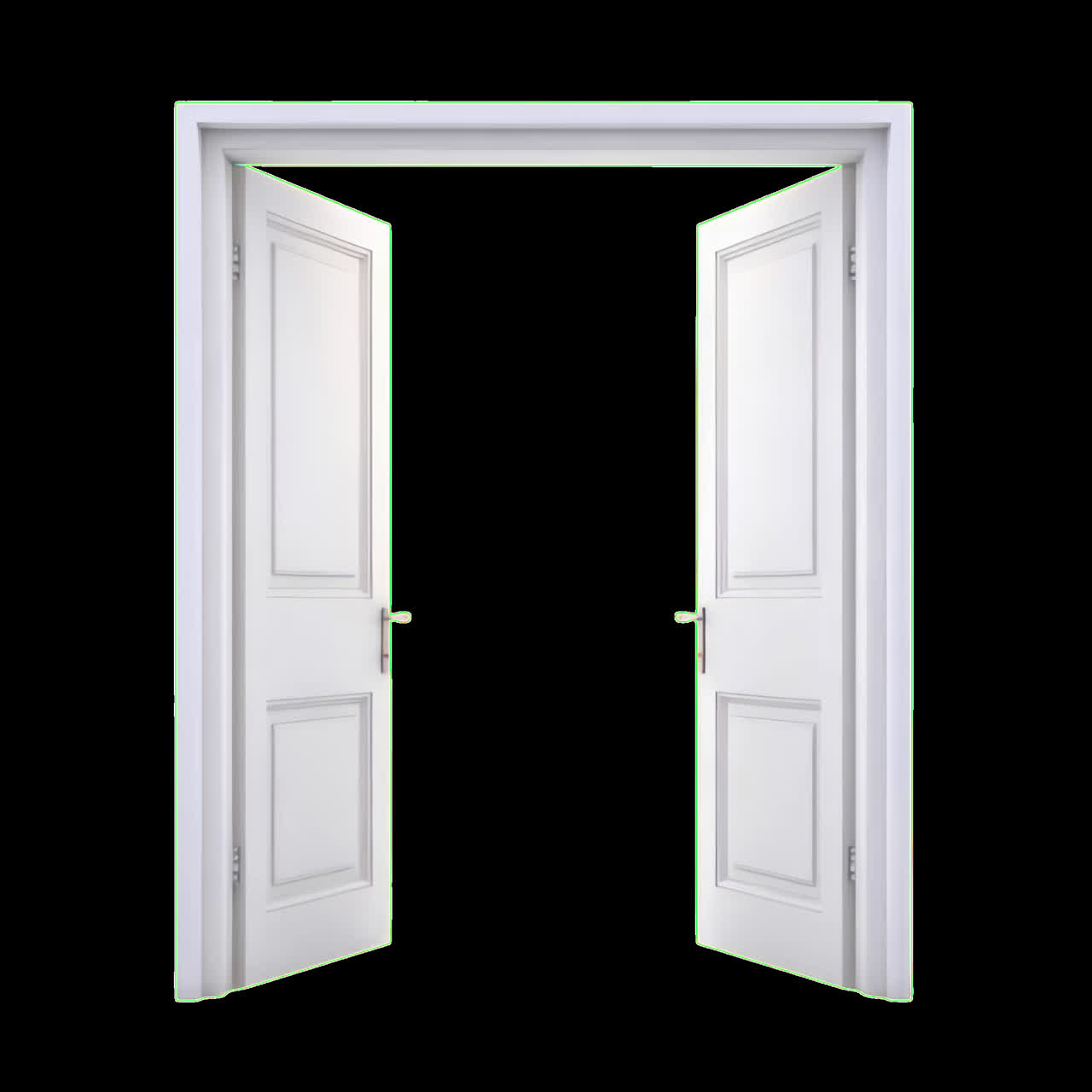 Open double doors red wall