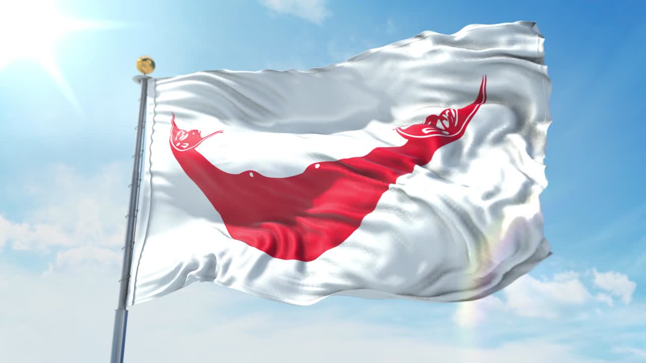 이스터 섬의 파누이 발이 깊은 파란 하늘을 배경으로 바람에 흔들리는 국가 테마, 국제 개념, 3d 렌더링 시엄리스 루프 4k