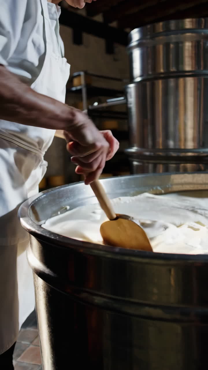 Cheesemaking Process in a Dairy Factory