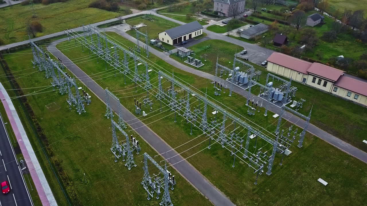Electrical converter power substation - descending aerial