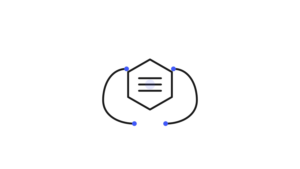 Dibujo animado de icono de hexágono minimalista sobre fondo blanco