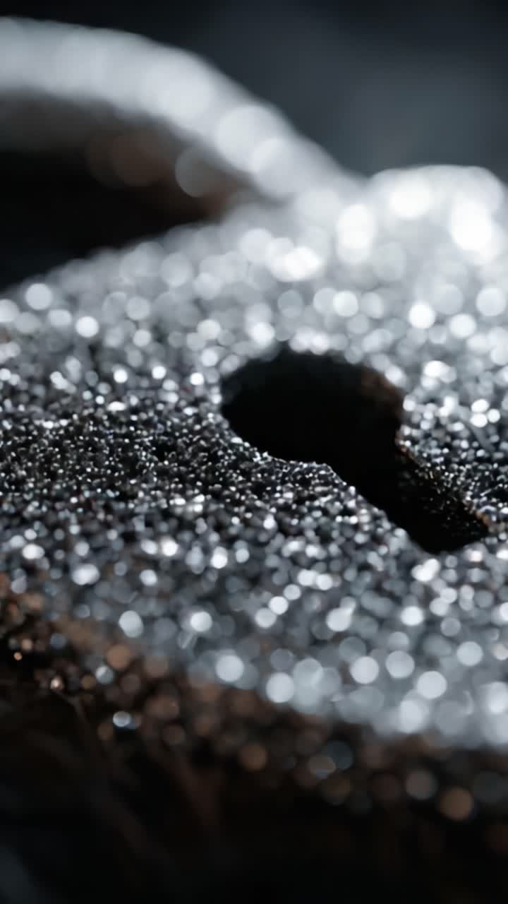 Primo piano di una serratura con goccioline d'acqua frizzante che riflettono la luce, che mostra la texture e i dettagli intricati in un ambiente misterioso e scarsamente illuminato