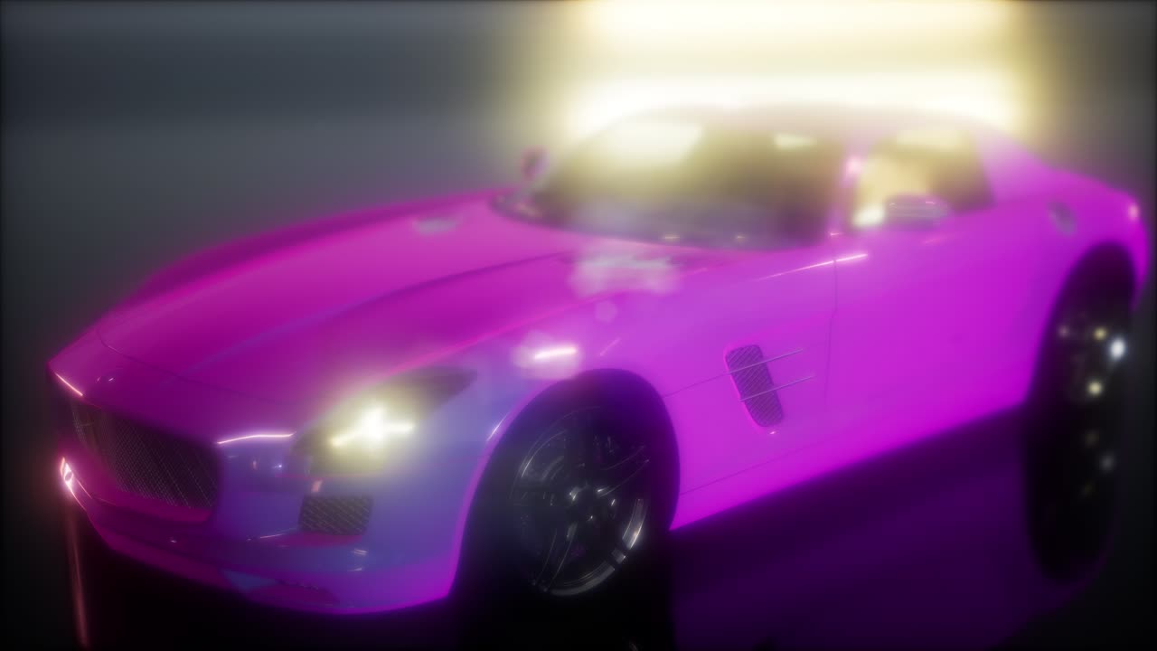 coche deportivo de lujo en un estudio oscuro con luces brillantes