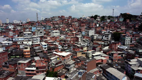 aerial overview of ghetto homes in jaguare, daytime in sao paulo, brazil