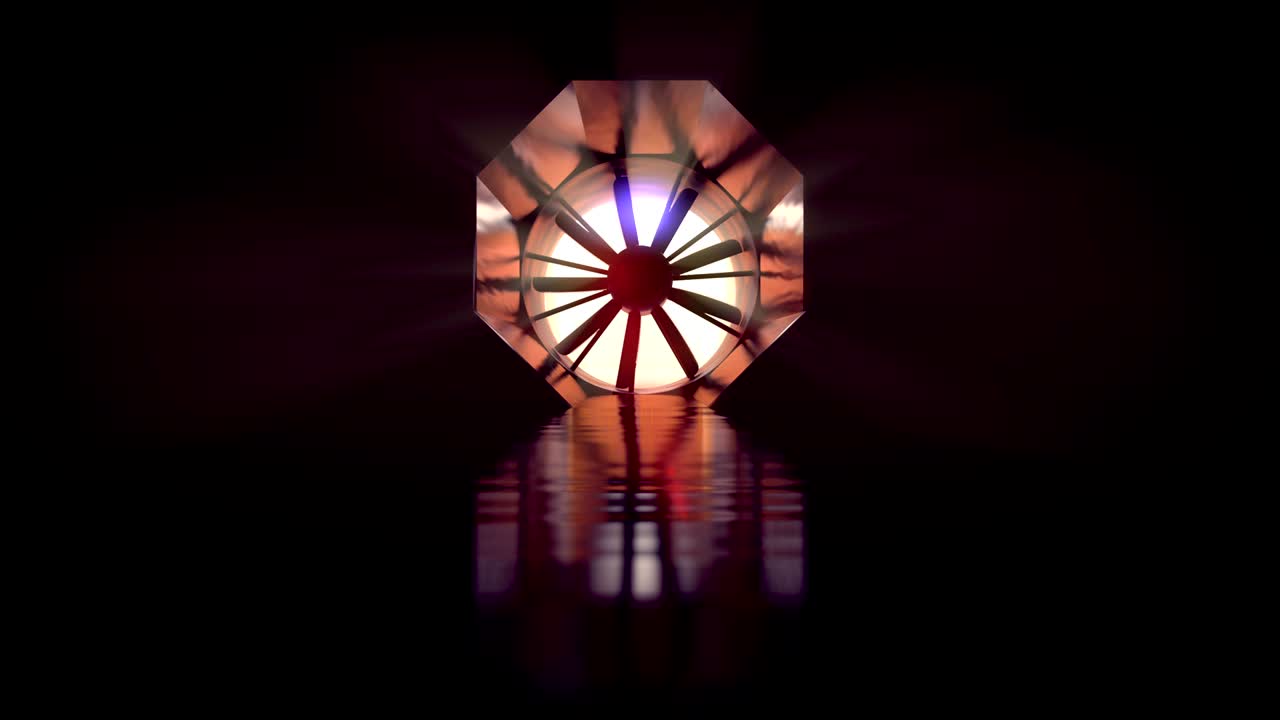 풍속 터널에서 느린 움직임에서 볼 조명, 루프 애니메이션