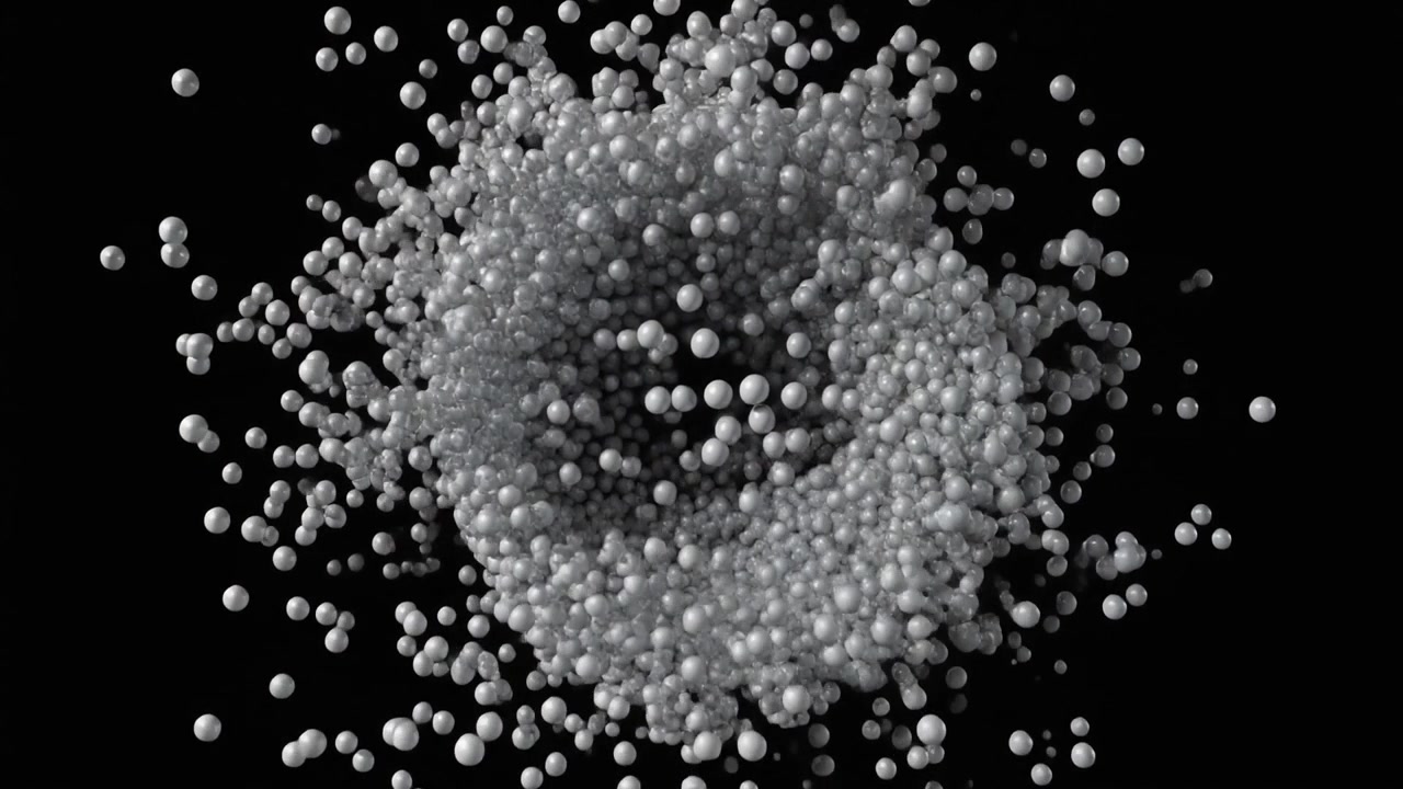 Abstract Sphere of White Spheres Expanding and Dissipating