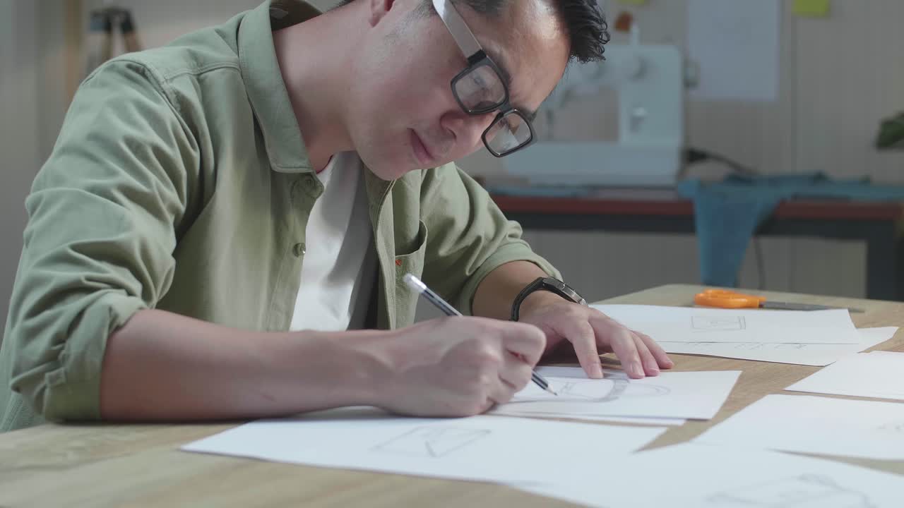 스케치와 디자인을 작업하는 디자이너