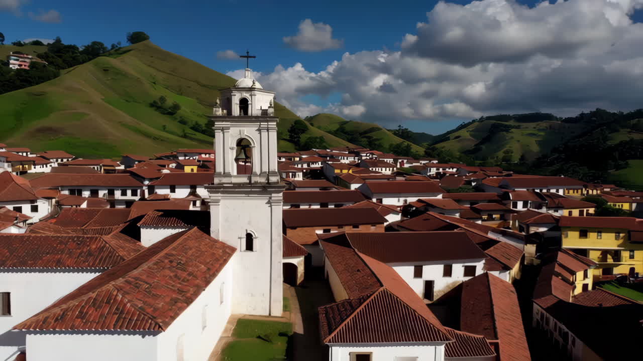 Colonial Church Tower in a South American Village