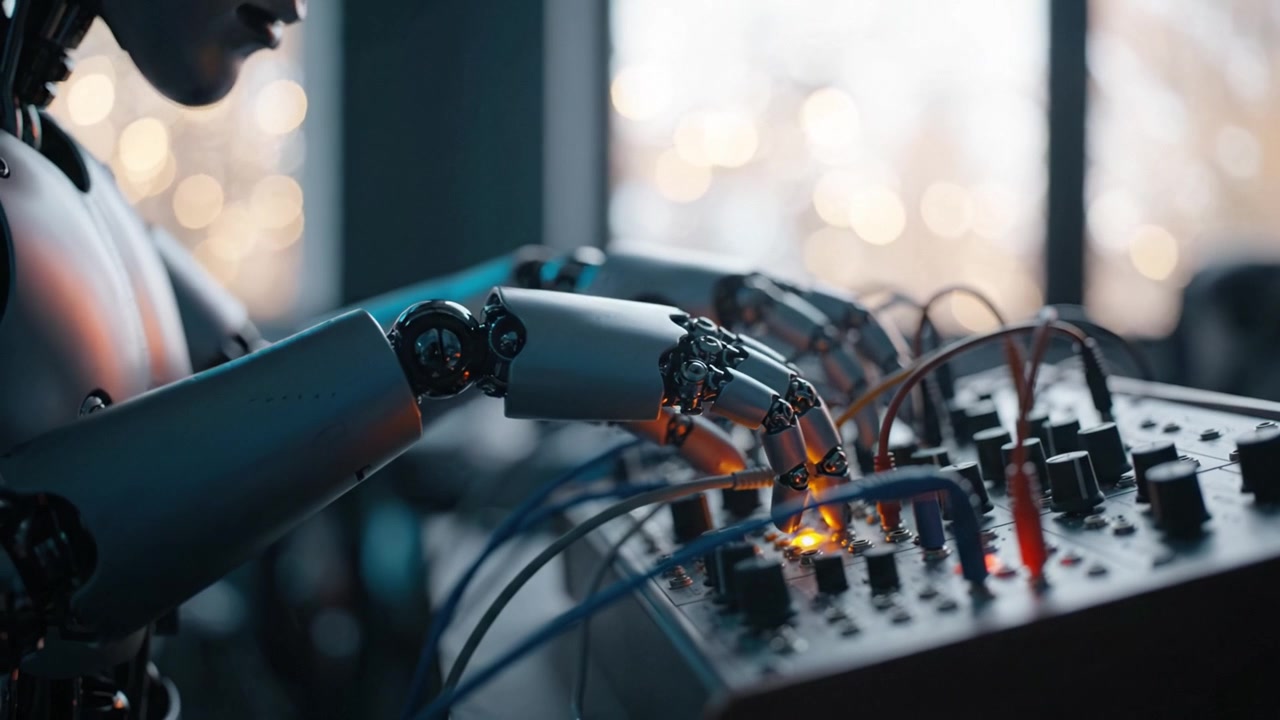 A Robotic Musician: An Advanced Robot Creating Unique Sounds with a Synthesizer in a Modern Studio Environment