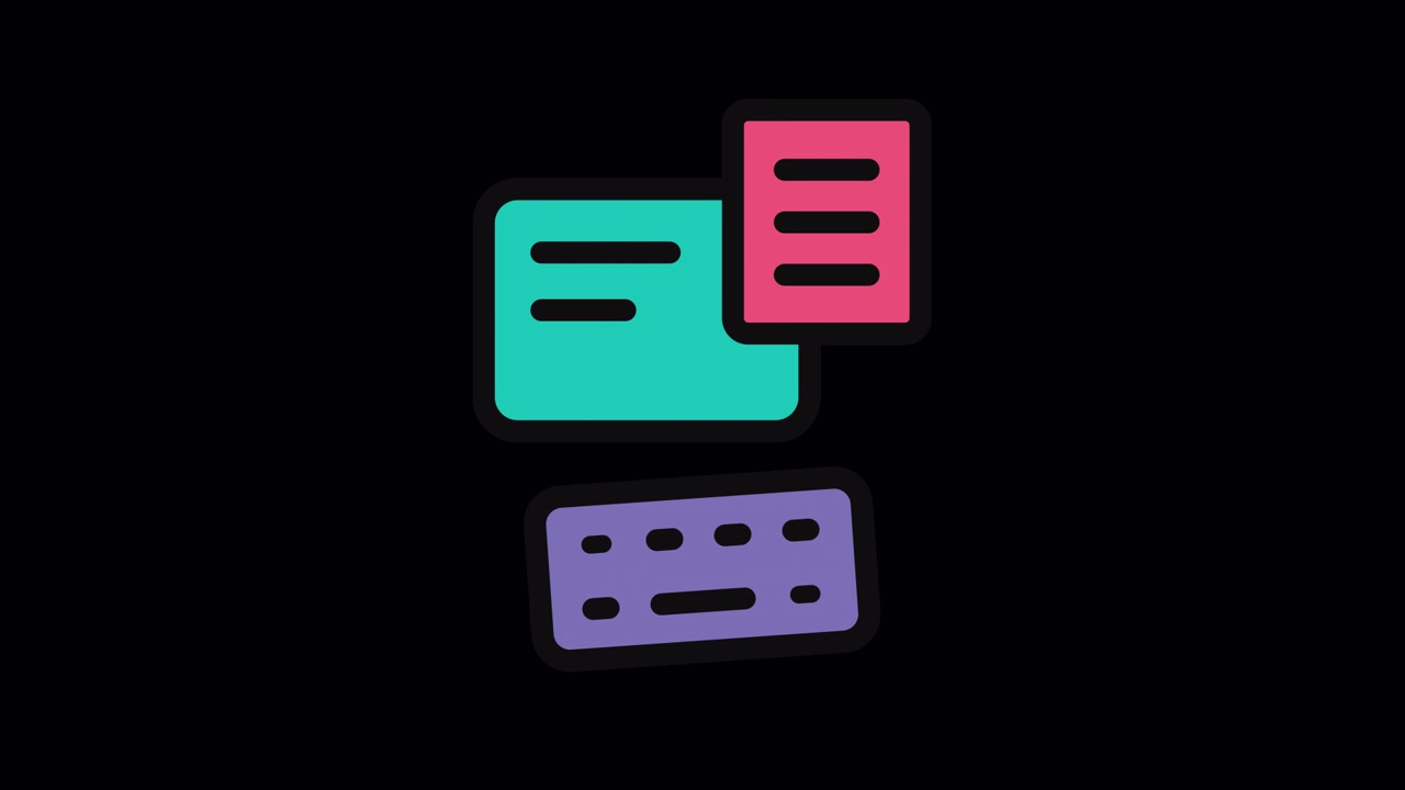 Animated Icon of Computer Screen with Typing Text and Keyboard