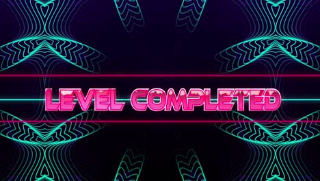Level-Abgeschlossener-Videospielbildschirm-über-Abstrakten-Kaleidoskopformen