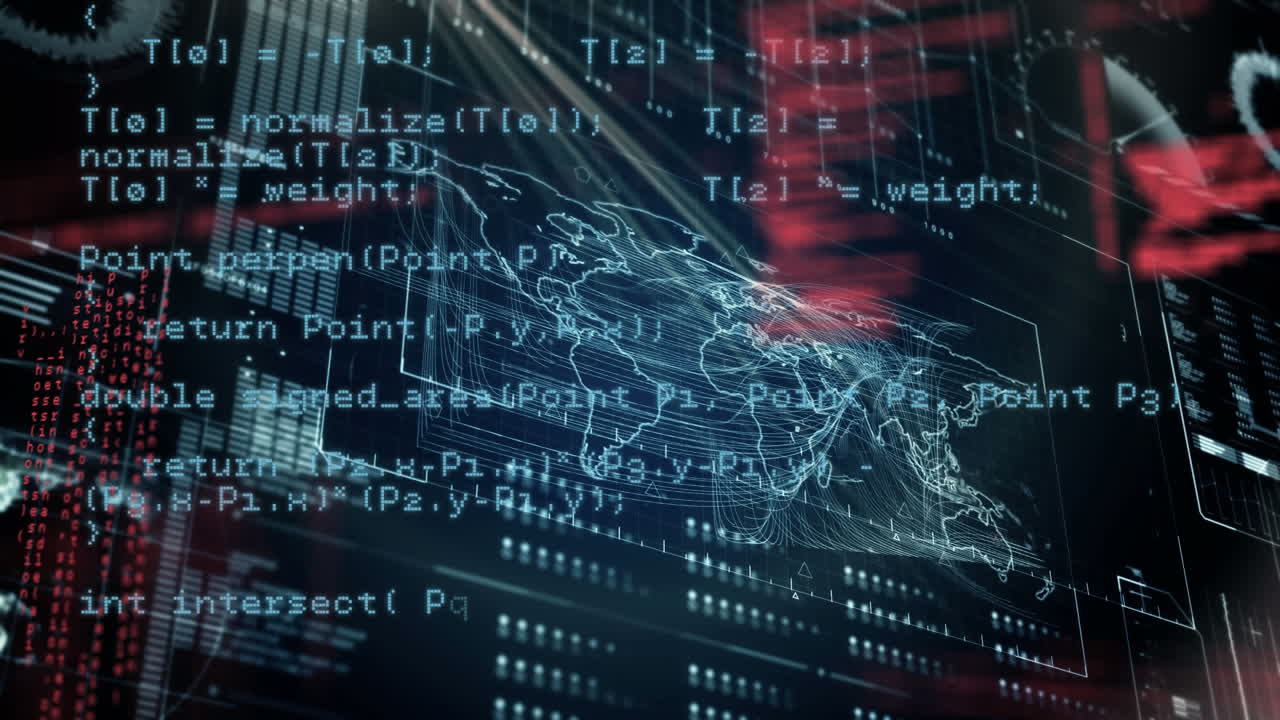 Digital interface with world map and codes