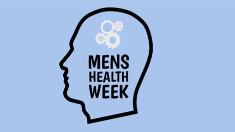 animation of mens health week text over head with gears