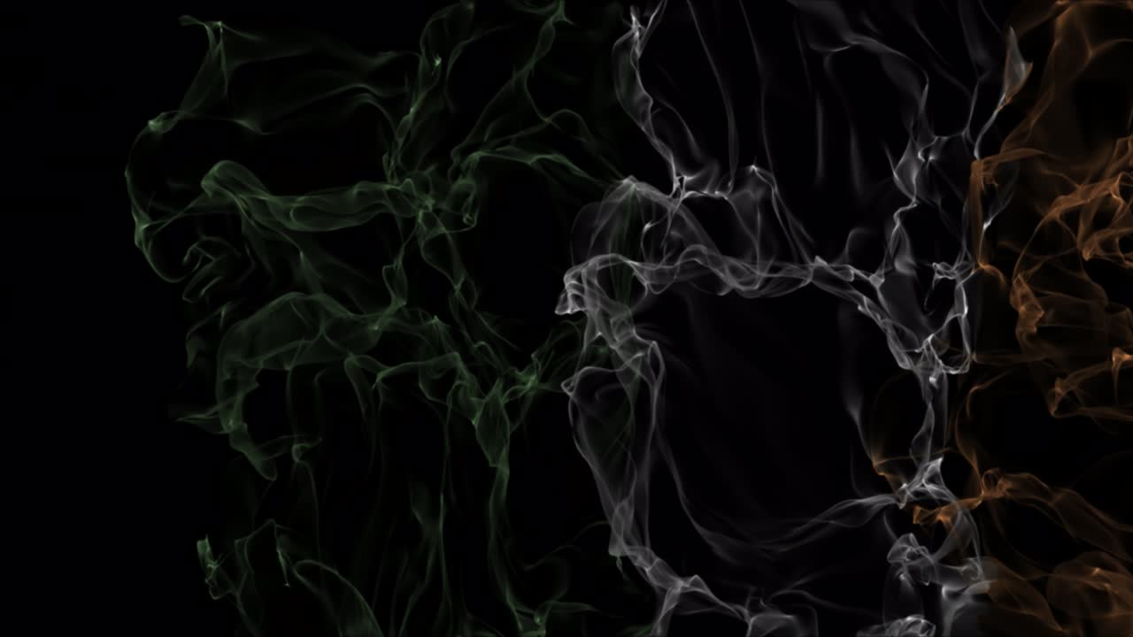 flag Ireland turns into smoke. State weakening concept, alpha channel.