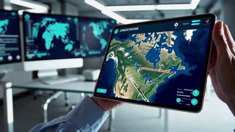tracking a flight path from a control room on tablet