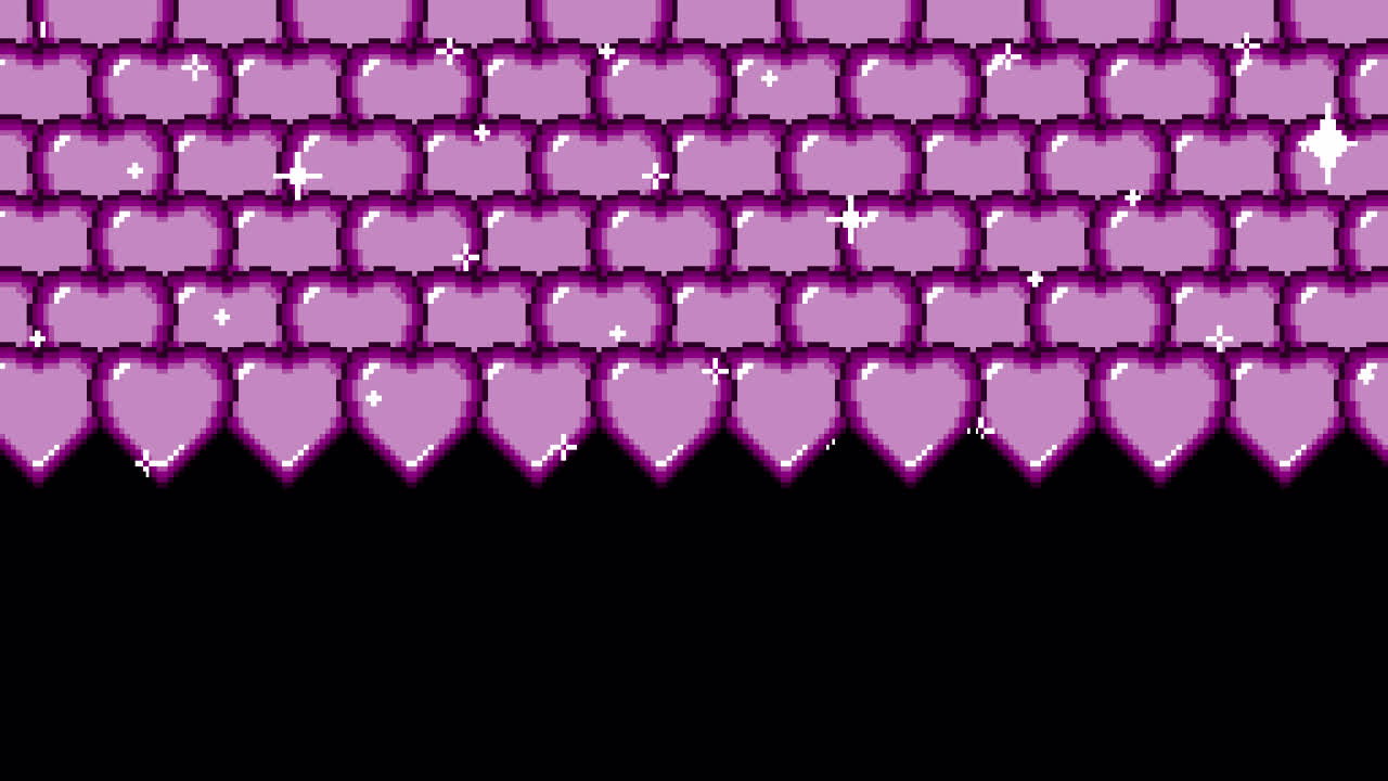 Pixel Art Purple Heart Pattern with Sparkles