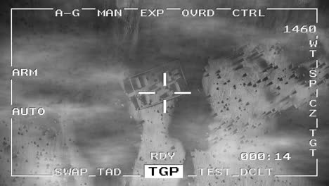 bomba inteligente lanzamiento de misiles avión no tripulado militar espía guerra pov disparo aéreo cayendo 4k