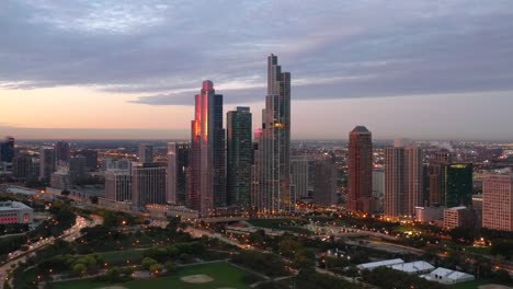 cinematic shot of chicago south loop