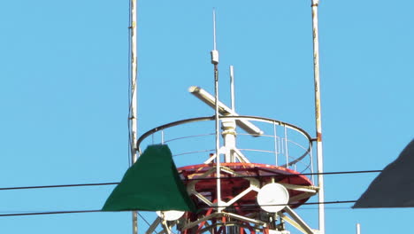 spinning marine radar with feast flag banner in the background