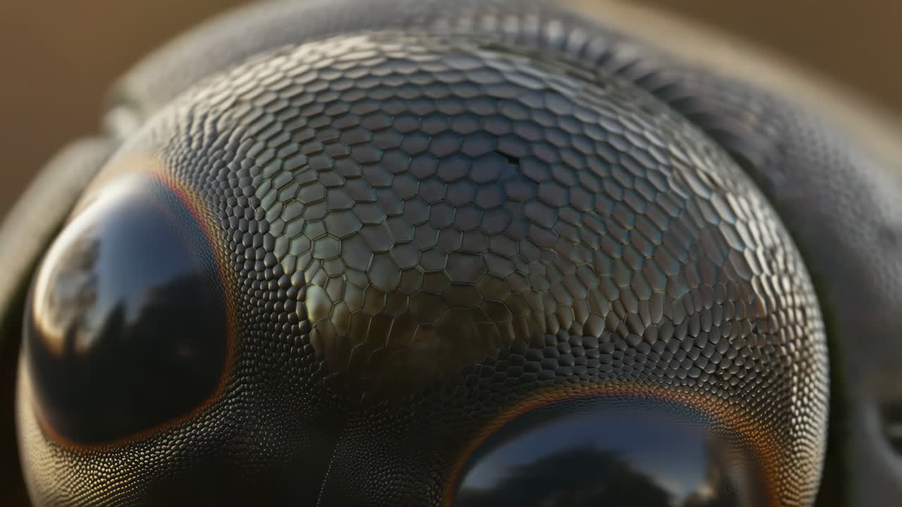 Macro Close-up of an Insect's Compound Eye
