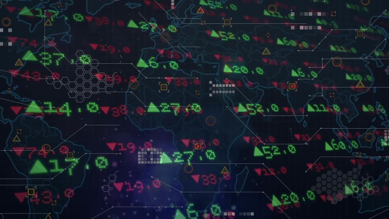 Animation of data processing over world map