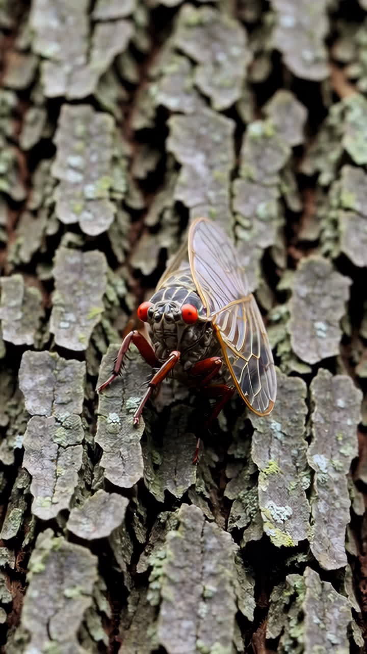Cicada on Tree Bark