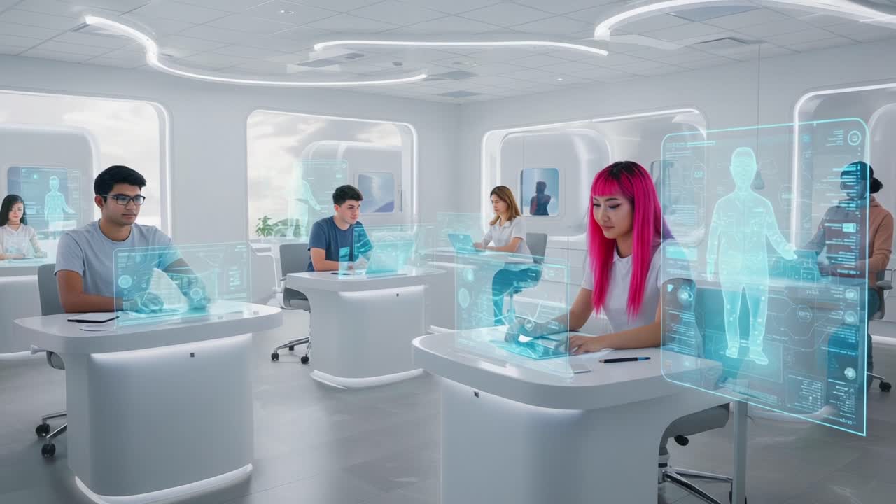 Engaging Learning Environment with Augmented Reality: Students Interacting with Holographic Displays in a Modern Classroom Setup