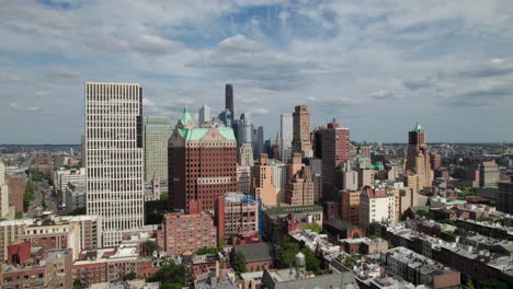 Aerial-view-of-Downtown-Brooklyn,-NY,-clean-4K-drone-shot