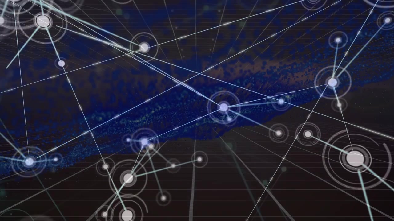 Animation of network of connections over network of digital animation