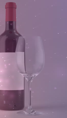 animation of lights over bottle of red wine on violet background