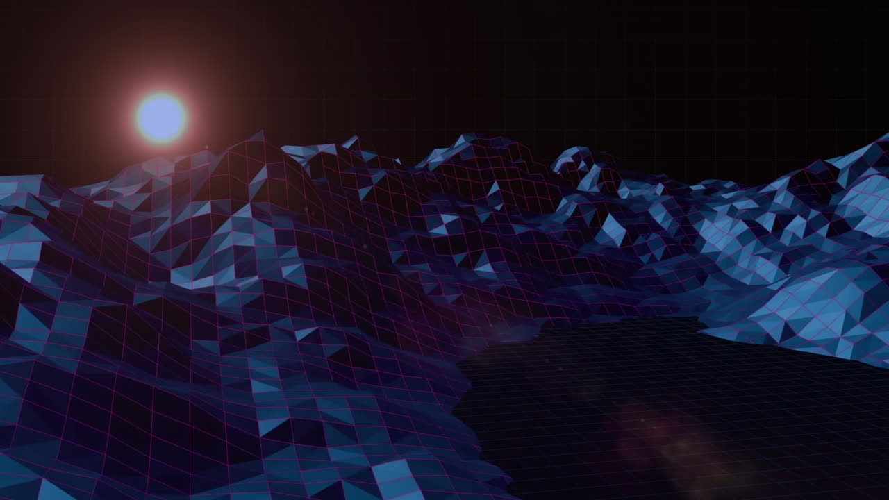 animación del sol y el paisaje del metaverso en movimiento