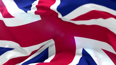 flag of the united kingdom waving at wind with blue sky, loop