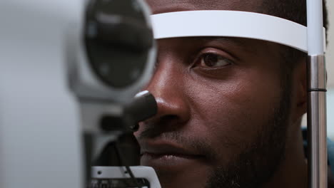 man doing eye test