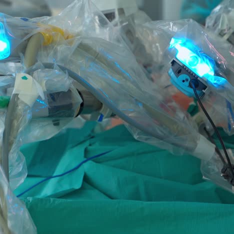 surgery performed by robot. close view of laparoscopic appendectomy operation