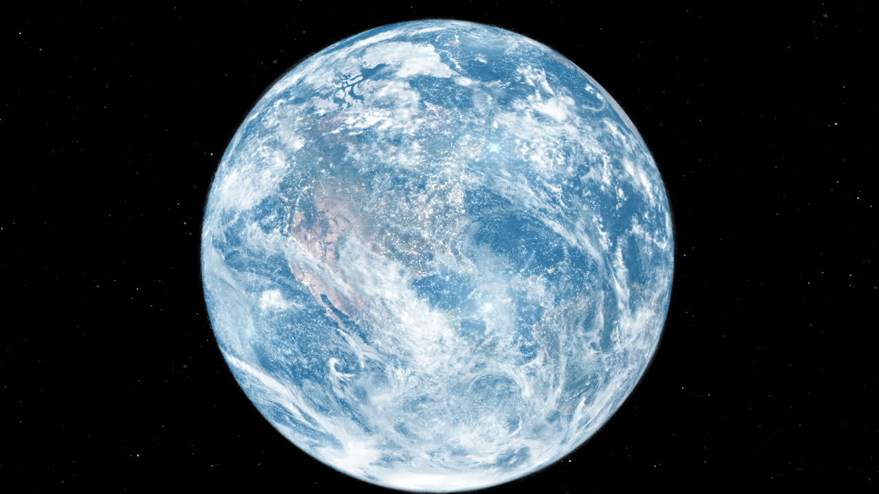 네트워크로 연결된 지구 슬로우 모션을 보여주는 프랙탈 선을 사용하여 우주에서 지구에서 미국까지 영화처럼 줌