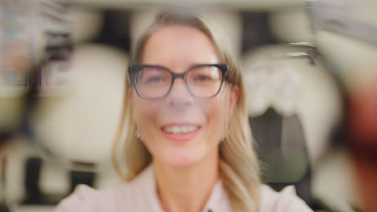 Optometrist testing eyes with a universal