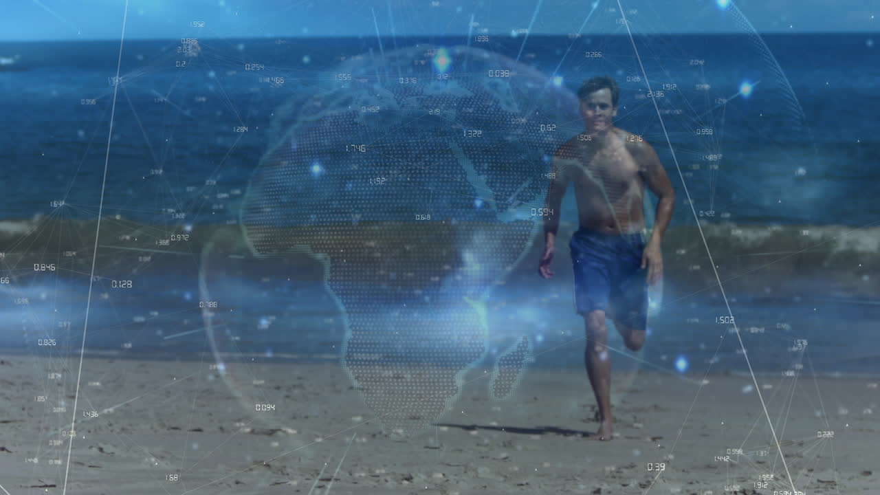 animación de la red de conexiones y procesamiento de datos sobre la mujer en forma