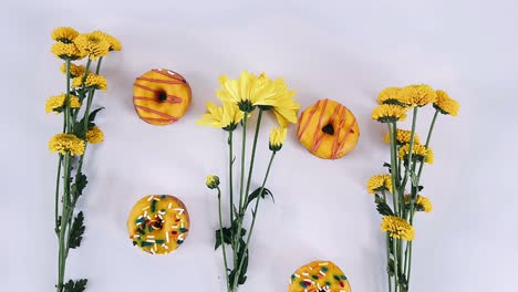 yellow donuts and flowers