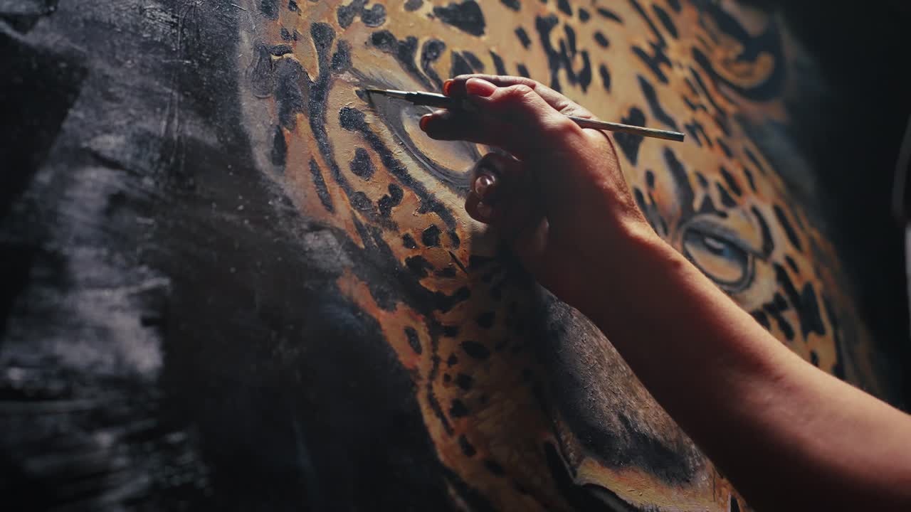 Artist Painting a Leopard Portrait