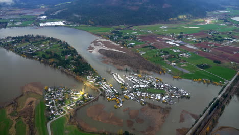 catastrophic flooding in abbotsford, british columbia, canada after rainstorm