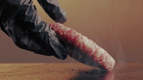 raw burger patty