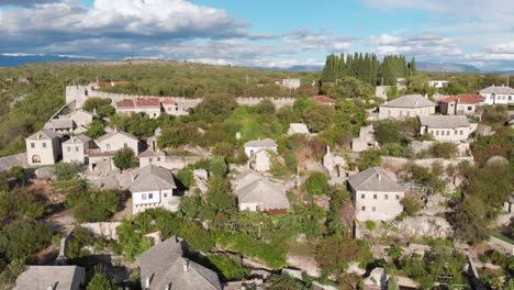 aerial: drone flying over the počitelj fortress, in bosnia and hercegovina.