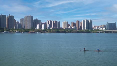 urban river view in sunny weather