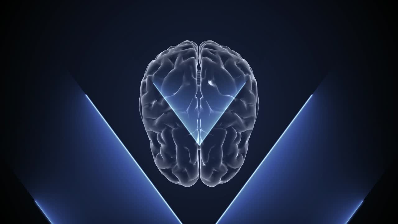 animación del cerebro 3d y efectos de neón, animación creativa. loopable infinito.