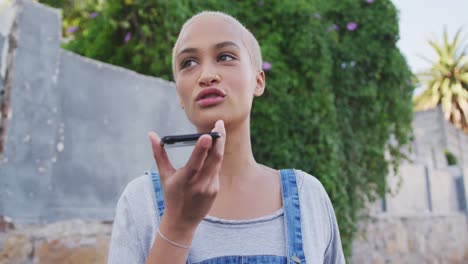 Mixed-race-woman-on-the-phone-on-the-street